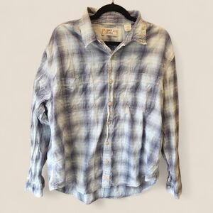 Casual Blue Plaid Men's Button Down Shirt